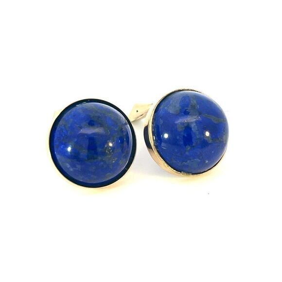 Natural Lapis Lazuli Cufflinks 14k Y Gold 40 CTW Certified 311039 - Picture 8 of 14